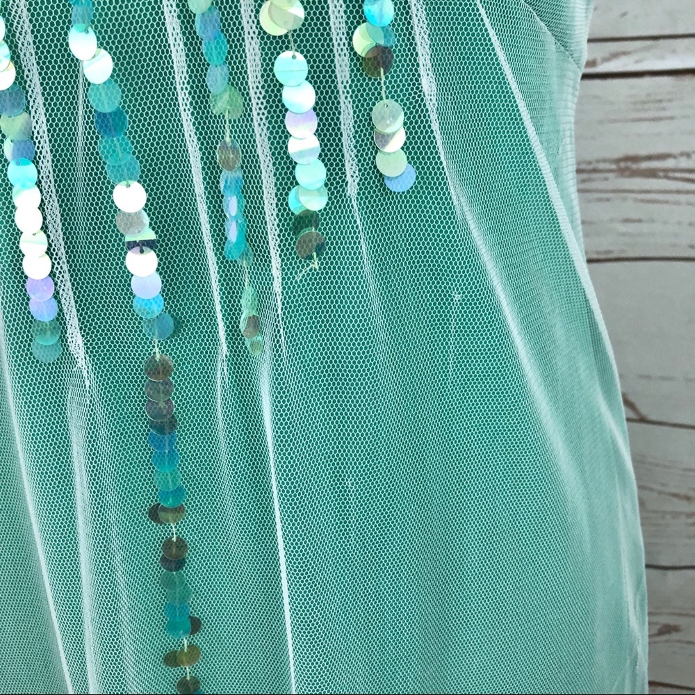 Rebecca Taylor Sea Green Sequin Mesh Dress PERFECT FOR TAYLOR SWIFT DEBUT ERA - Picture 8 of 8